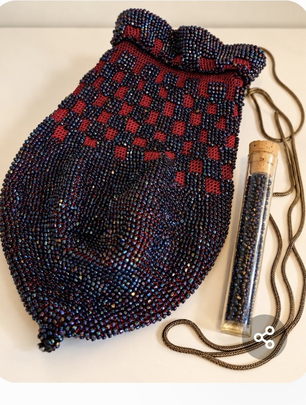 RARE 1920s Art Deco Czech Glass Micro Beaded Reticule Purse Paris Provenance